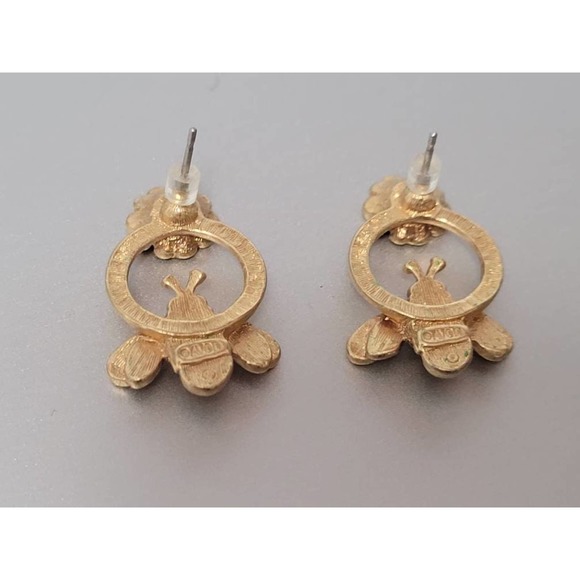 Vintage Bumble Bee Brooch and Earrings - Gold Tone with Rhinestones - Picture 8 of 10